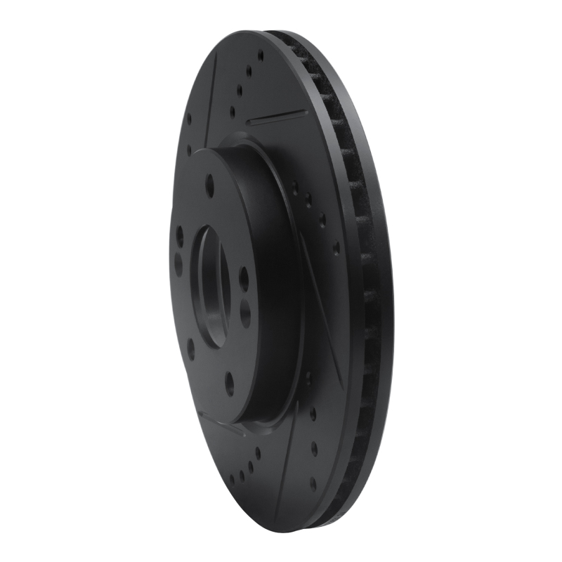 Hyundai Elantra Coupe Brake Rotor (1) - Front Left - R1 Concepts - Drilled & Slotted - Black - `11-`25